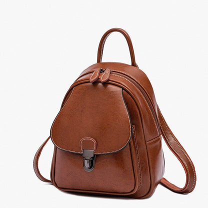 Genuine Leather Backpack Knapsack Small Travel Bag Cowhide Rucksack 22*9.5*27 CM