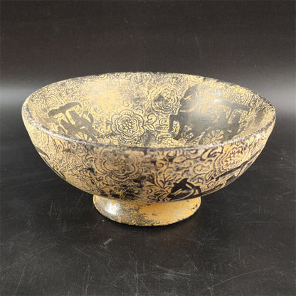 White Marble Carving Horse-Drawn Cart Dragon and Phoenix Tea Bowl Jade Bowl