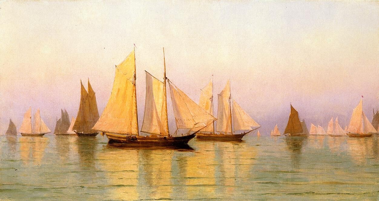 Oil painting Sloops-and-Schooners-at-Evening-Calm-1880-1889-William-Bradford-oil