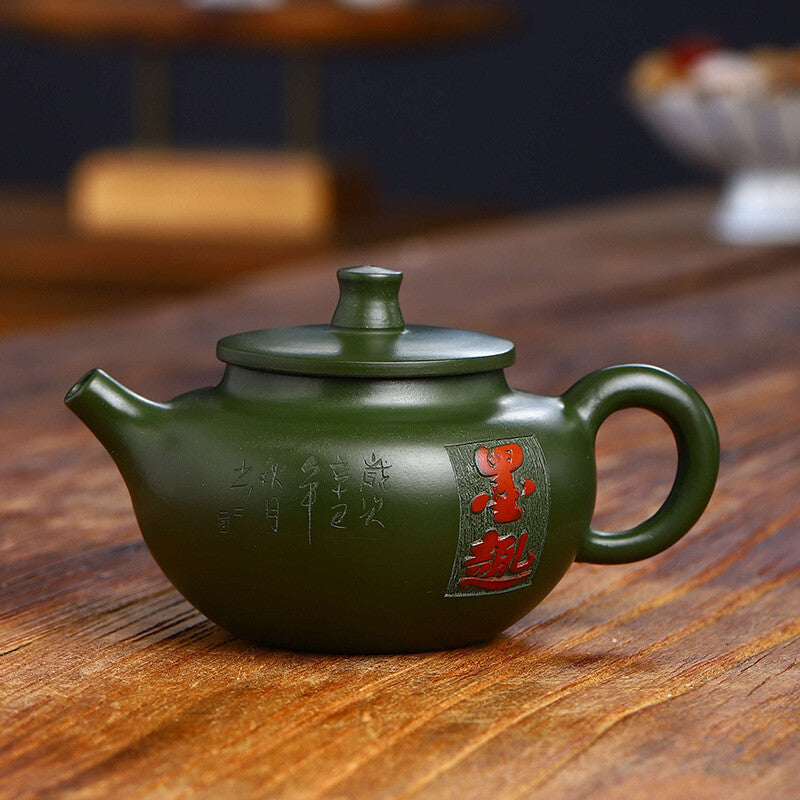 Marked Tea Pot Real Yixing Zisha Republic Green Clay Master Pot Handmade Craft