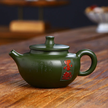 Marked Tea Pot Real Yixing Zisha Republic Green Clay Master Pot Handmade Craft