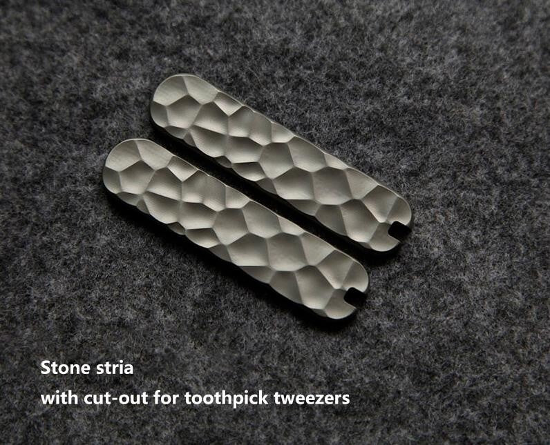 1Pair Custom Made Stone Stria TC4 Scales for 58MM Victorinox Knifes Accessories