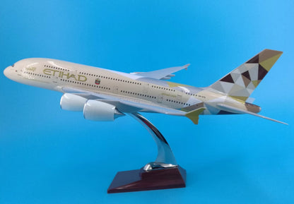 45CM ETIHAD AIRBUS A380 A6-ATA Passenger Plane Aircraft Resin Aeroplane Model