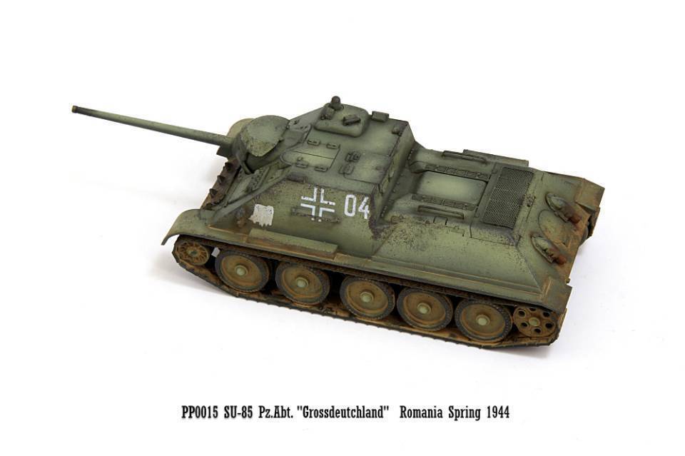 S-Model 1/72 German Captured Romanian SU-85 Military Tank PP0015 Model Ornament