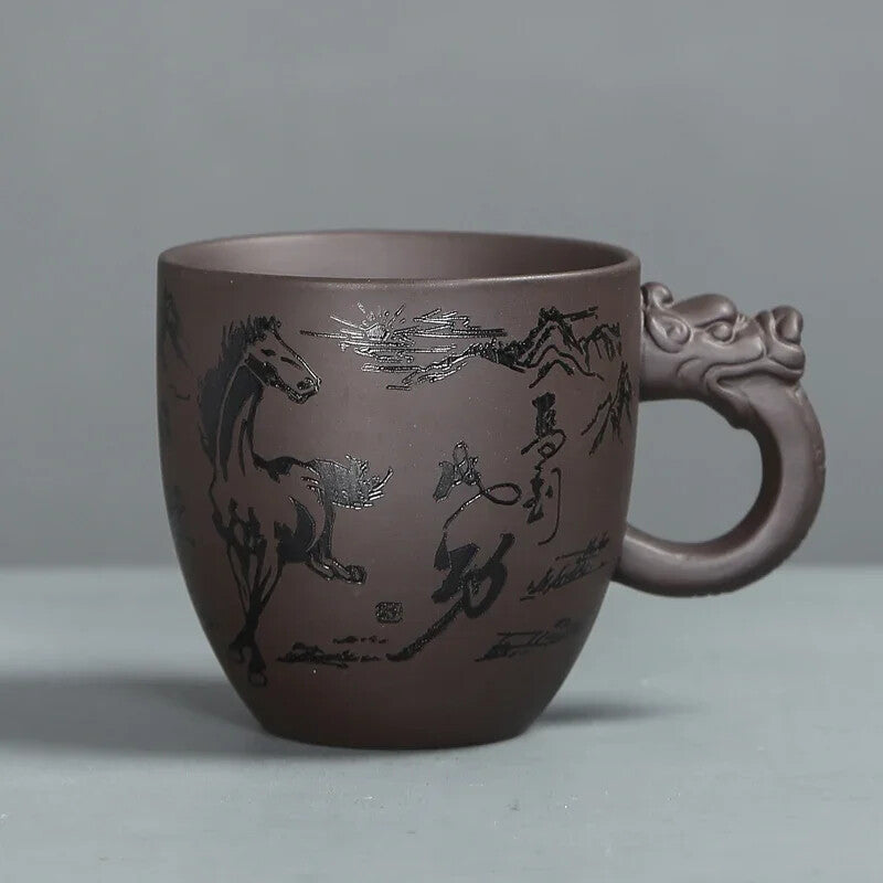Tradition Purple Clay Teacup with Handle Tea Cup Customized Household Tea Sets
