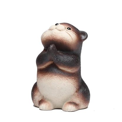 Tea Pet Otter Ornament 6.1cm 2.4in Handcraft Sculpture Animal Tea Play Decor