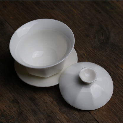 Dehua White China Gaiwan Tureen Tea Cup Bowl Lid Chinese Porcelain Covered Bowl