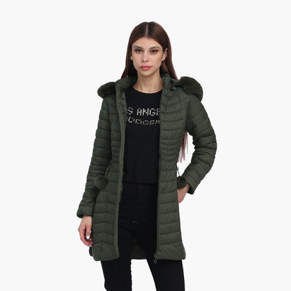 Women Winter Long Puffer Jacket Coat Outwear Clothes Plus Velvet With Fur