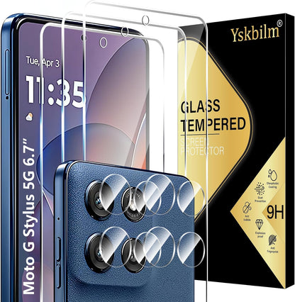 (3+2 Pack) Designed for Motorola Moto G Stylus 5G 2025 Tempered Glass Screen Pro