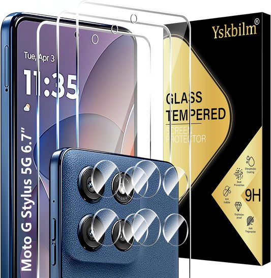 (3+2 Pack) Designed for Motorola Moto G Stylus 5G 2025 Tempered Glass Screen Pro