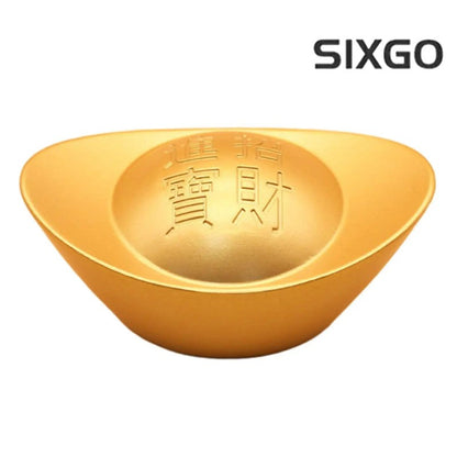 Chinese Retro Auspicious Gold Ingot Statue Wealth Mascot Desktop Ornament