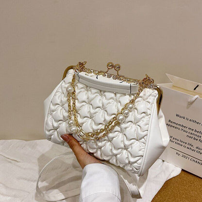 Women's Bag Crossbosy Bag Pleated Handbag Women Pearl Chain Totes Bags Women