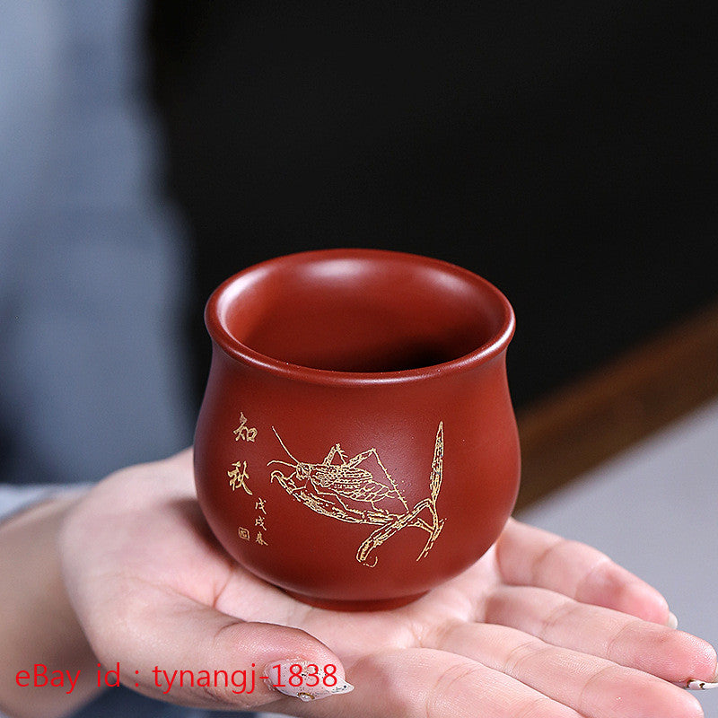 Yixing Purple Sand Tea Cup China Kung Fu Tea Cup Flower and Bird Cup Tea Set