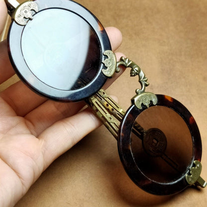 Vintage Antique Style Crystal Sunglasses Tortoiseshell Frame Bronze