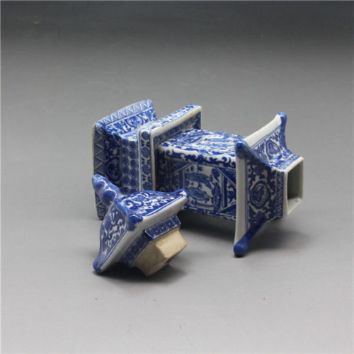 Collect Antique Chinese Blue and White Porcelain Layered Tower Vases Decor