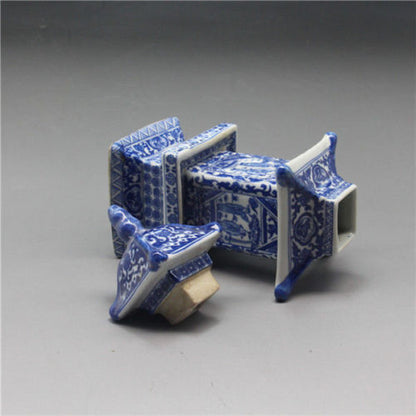 Collect Antique Chinese Blue and White Porcelain Layered Tower Vases Decor
