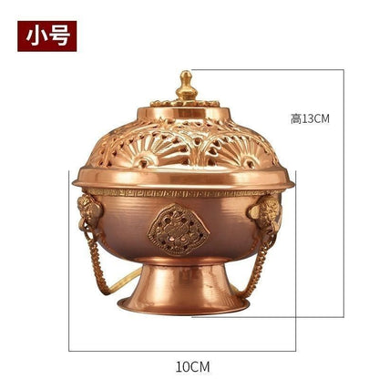 13Cm Tibetan incense burner hanging pure copper incense burner retro engraving -