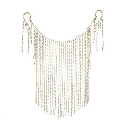 Retro Bride Hanfu Face Curtain Tassel Metal Chain Veil Ear Hook Accessory Fairy