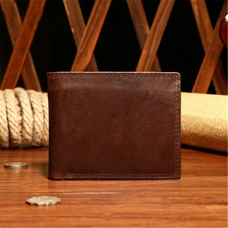 Men's Genuine Leather Wallet Multi-card Clamps Purse Cash Clip Card & ID Holders
