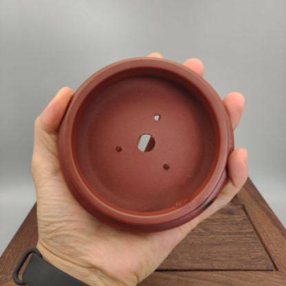 Small 9.5x4.5cm Round Chinese Yixing Zisha Mame Bonsai Pot Penjing