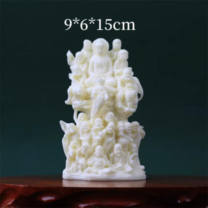 15cm 18 Arhat Buddha Carvings Temple Hall Worship Carving Crafts Collectible