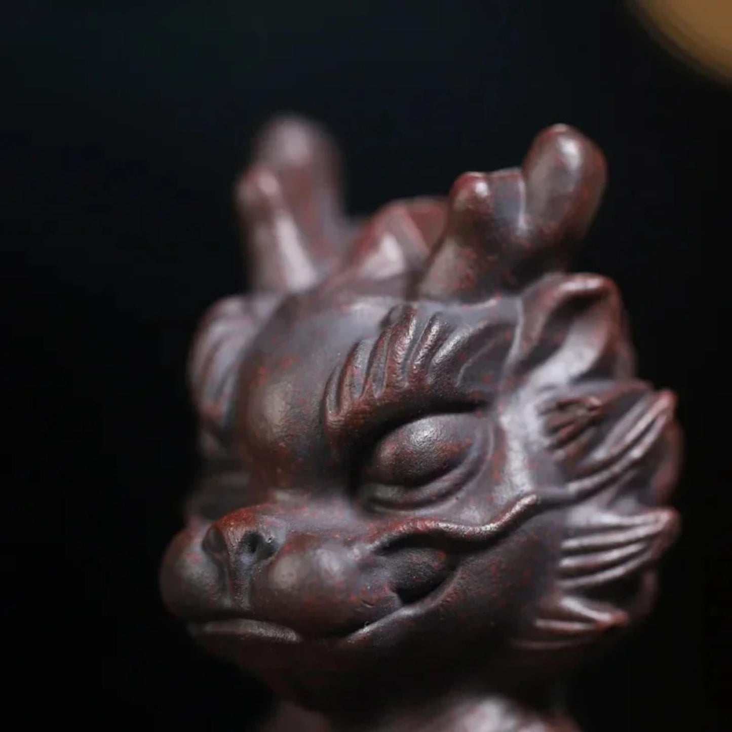 Purple Clay Tea Pet Meditation Dragon 9cm Chinese Statuary Tea Play Desktop