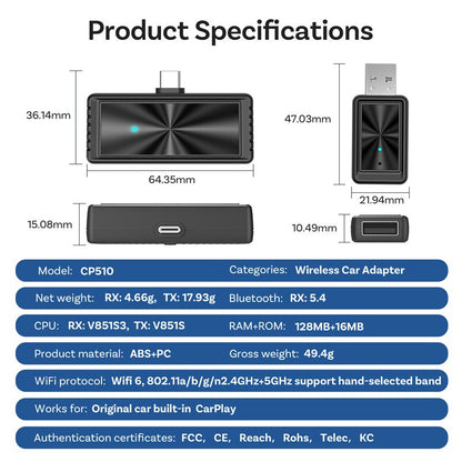 Wireless CarPlay dual system mirror car adapter FOTA upgrade car machine box