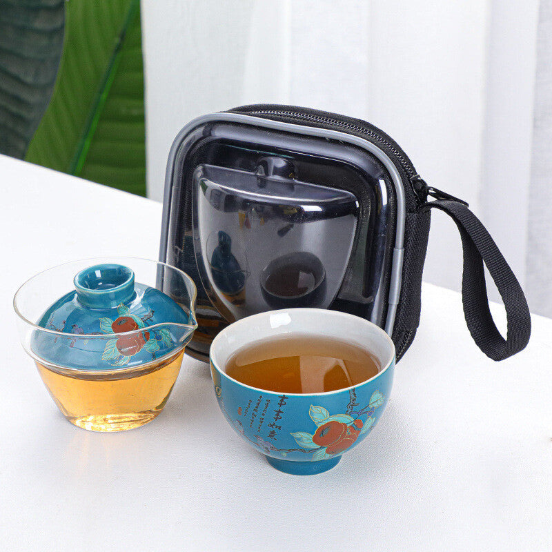 Portable Tea Set Porcelain Teacup Glass Gaiwan Vehicle Travel Teasets Tureen Lid