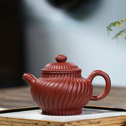 China Yixing Zisha Pottery Clovershrub Clay Handmade Tendon Grain Teapot