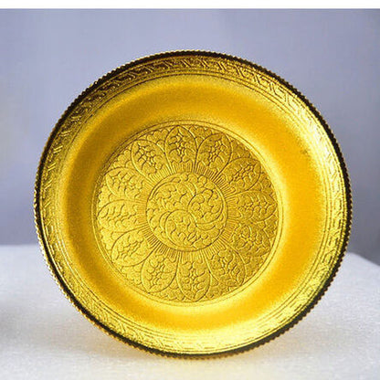 4.5inch Altar Golden Gilt Fruit Jewelry Statue Buddhism Offering Lotus Plate