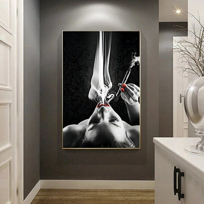 Abstract Sexy Woman Smoking Art Canvas Painting Wall Art Poster Prints Art Decor