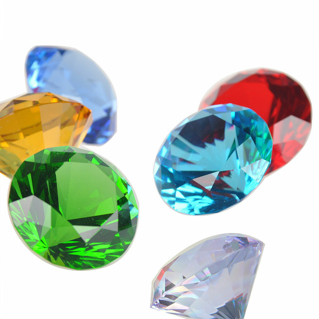 12 PCS Colors Cut Crystal Diamond Paperweight Wedding Party Decor Gift Box 30mm