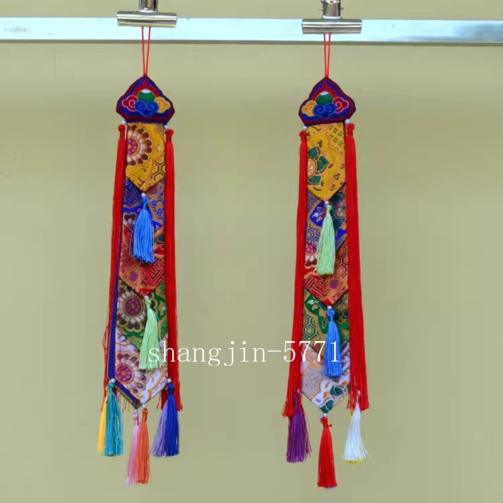 1pair Tibetan Style Hand Drum Banner Five Color Buddha Hall Decoration Buddha