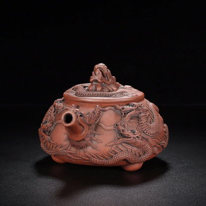 Chinese Yixing Zisha Clay Handmade Exquisite Teapot （九龙石瓢 【底款】顾景舟）