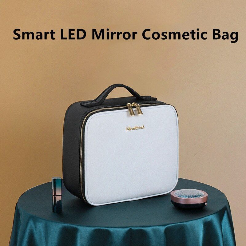Smart LED Cosmetic Case Mirror Bag Large Fashion Storage Bag Travel Makeup Purse