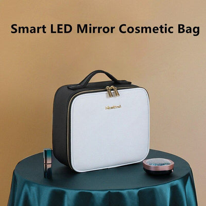 Smart LED Cosmetic Case Mirror Bag Large Fashion Storage Bag Travel Makeup Purse