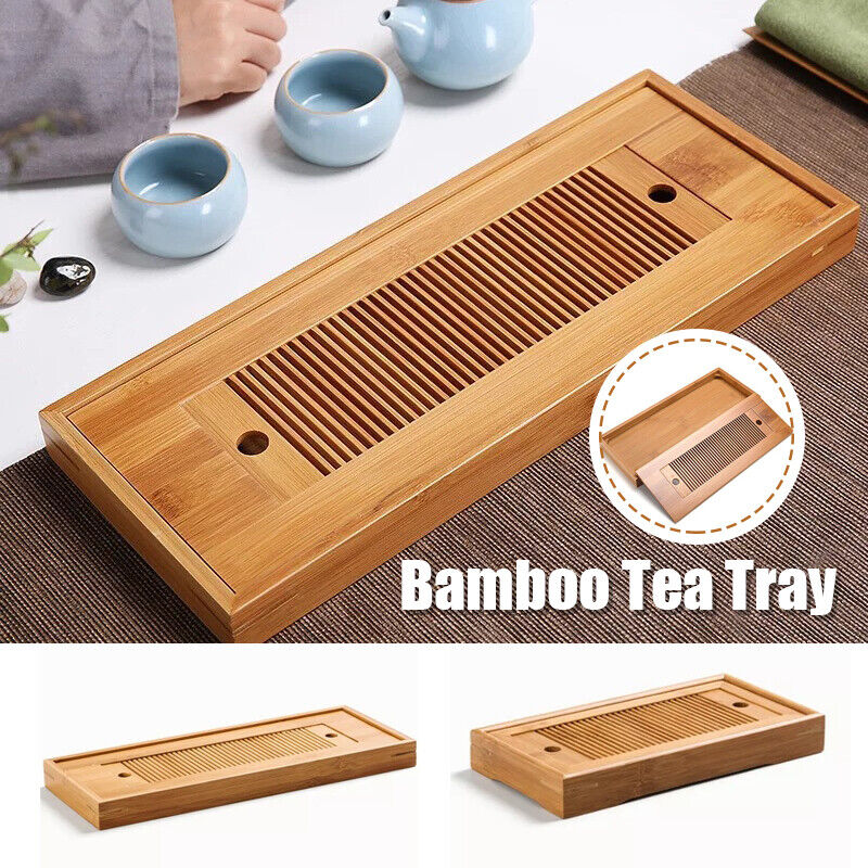 Chinese Tea Tray Bamboo Drainage Water Storage Kung Fu Tea Set Drawer Tea Board