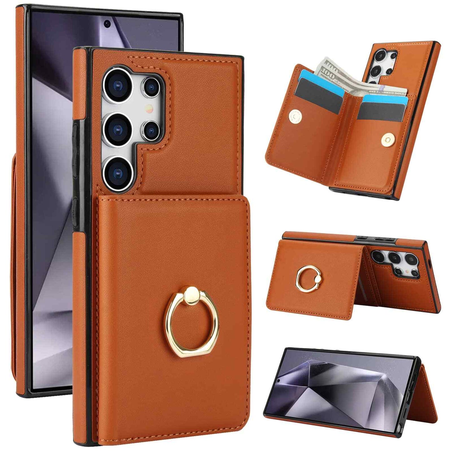 Wallet Case for Samsung Galaxy S24/S23/S22/S21 Ultra/Note 20 Ultra Rotation Ring