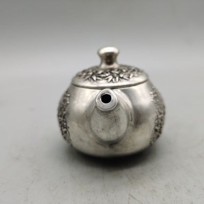 Vintage Silver Plated Copper Teapot Handmade Magpie Motif