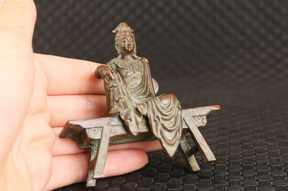 Blessing Chinese bronze handmade kwan-yin statue collection fengshui netsuke
