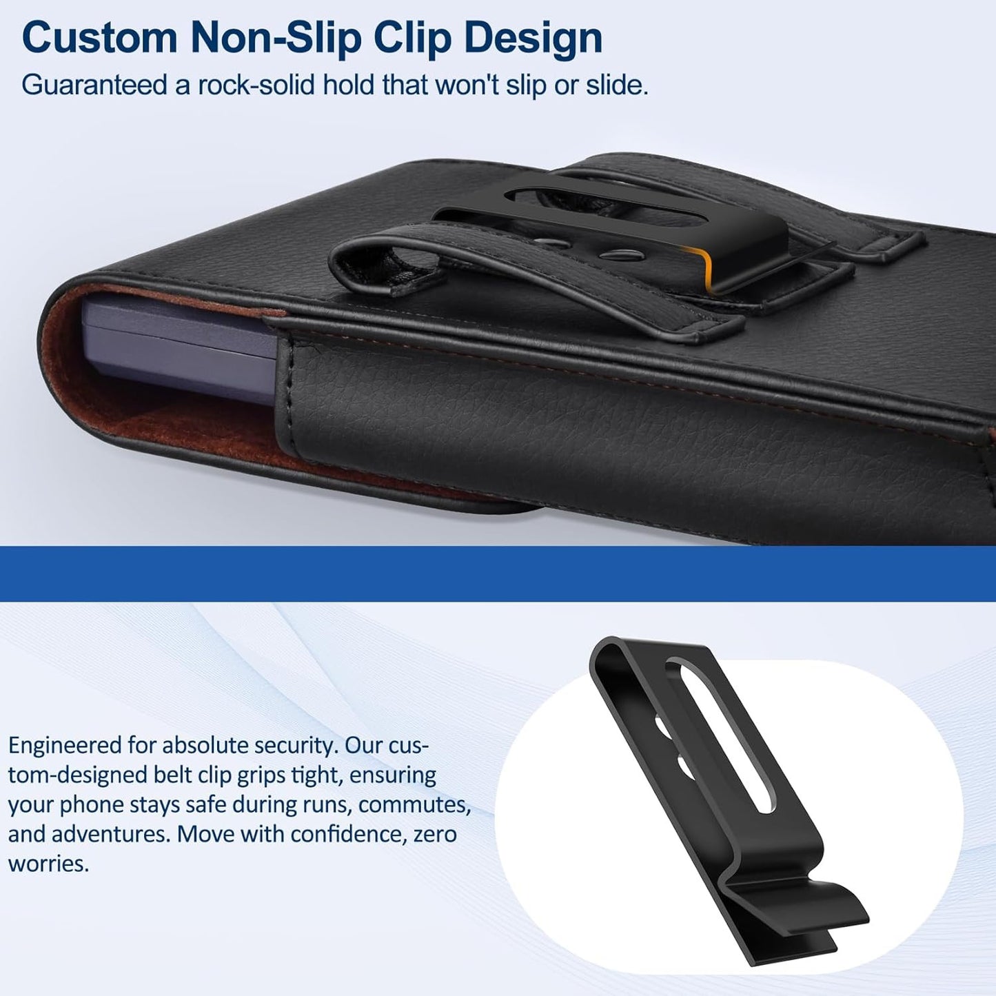 Leather Cell Phone Holster with Belt Clip Strong Magnetic Closure for Iphone Pro
