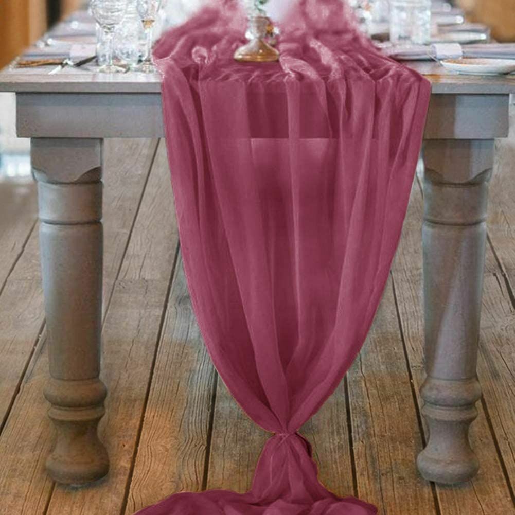 Wedding Table Runner 70x500cm Polyester Flowing Romantic Dusty Rose Party Decors