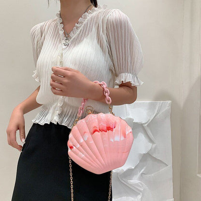 Chain Shell Bag Portable Small Bag Printed Shoulder Messenger Bag 20*6*17 CM 1PC