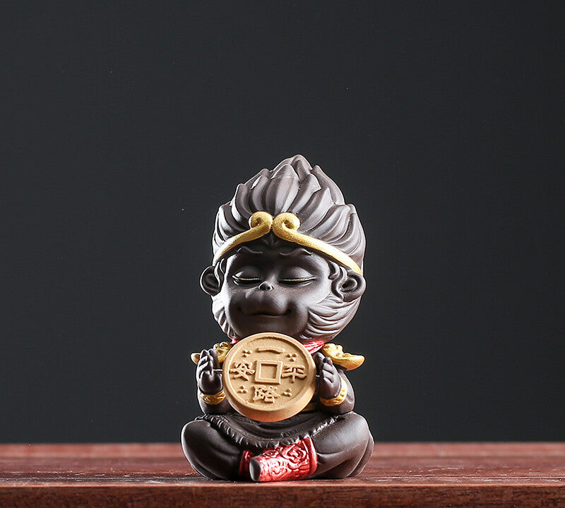 Monkey Statue Yixing Zisha Tea Pet Small Size Safety Wealthy Symbol Purple Clay