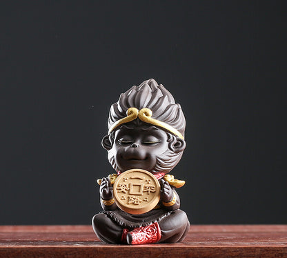 Monkey Statue Yixing Zisha Tea Pet Small Size Safety Wealthy Symbol Purple Clay