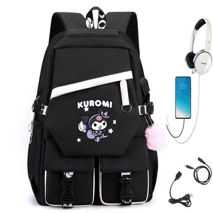 Kuromi Fashion Backpack Shoulder Bags School Students Bags Cinnamoroll Backpacks