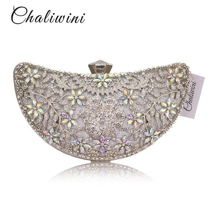 Women Clutch Luxury Bag Hollow Metal Sequined Shoulder Bag Crystal Handbag Purse