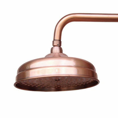 8" Antique Red Copper Round Rainfall Shower Heads Extension Pipes Wall Arm Parts