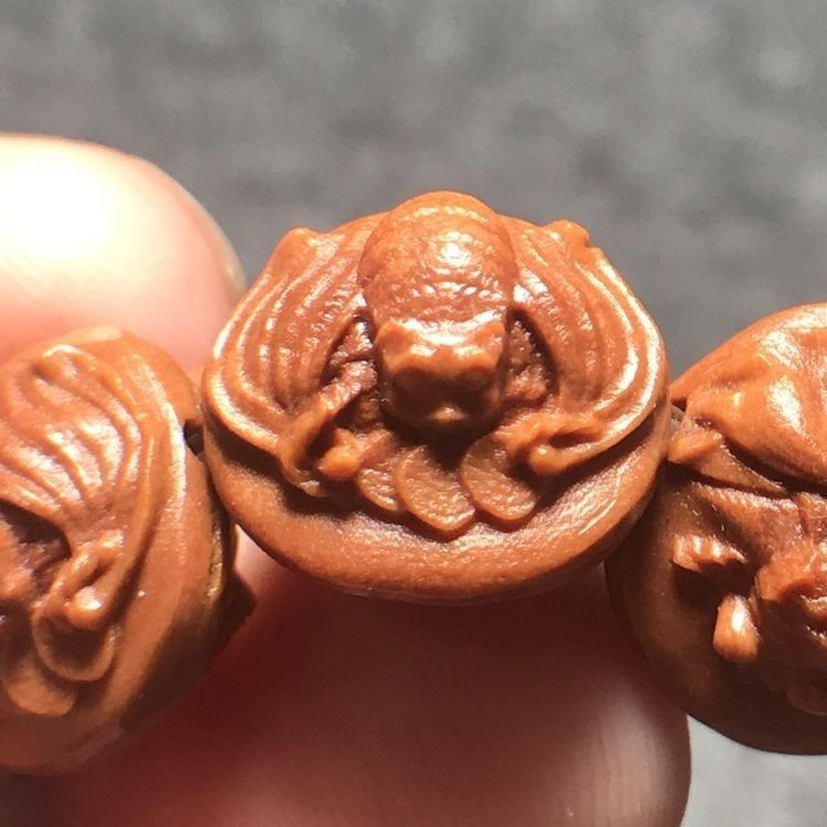 Natural Peach Pit Hand-Carved Goldfish Bat Bracelet Wenwan Beads Men Women