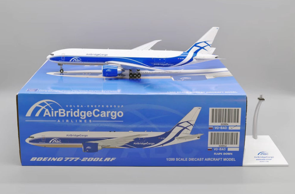 1:200 32CM JC WINGS AirBridgeCargo BOEING 777-200LRF Airplane Diecast Model